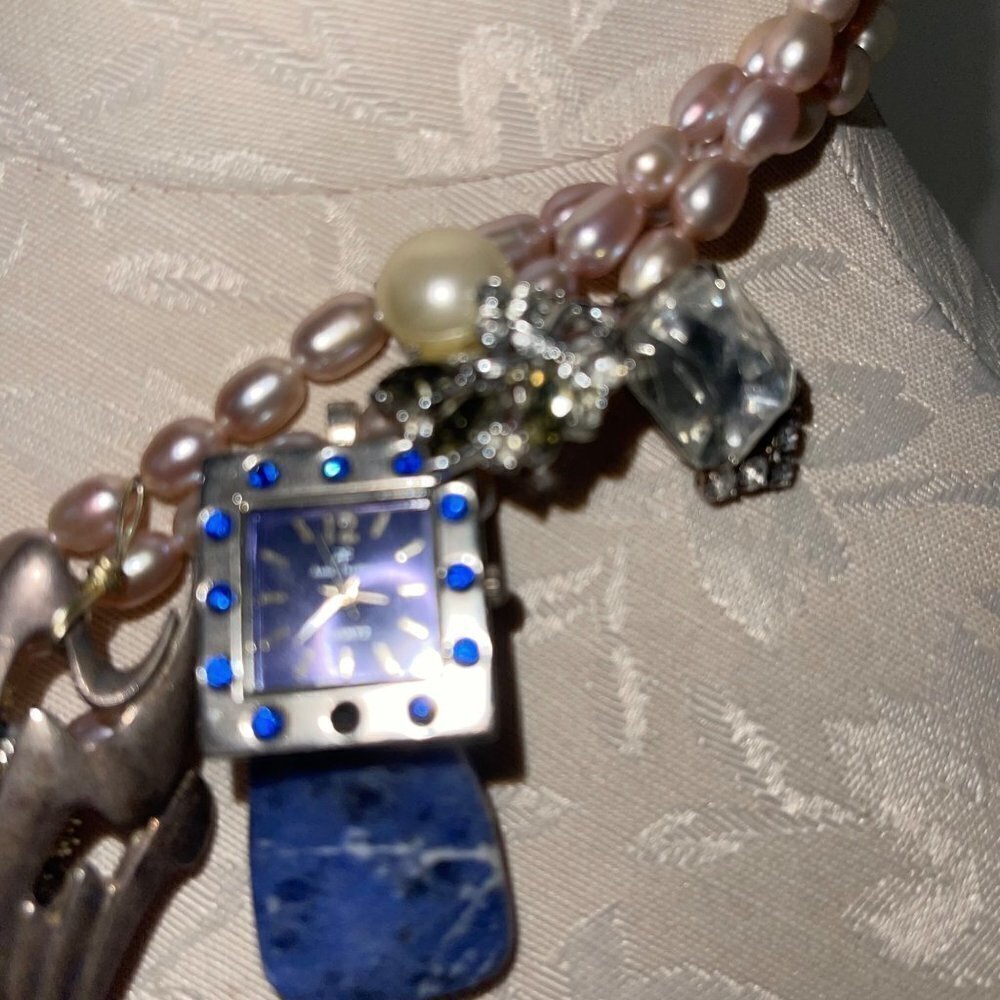 Handmade Vintage Statement Necklace One Of A Kind Freshwater Pearl Jewelry Parts - Picture 6 of 13